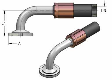 Końcówka kołnierzowa kątowa 90 0 wg ISO 12151-3 H21 rednica w a DN [ mm ] L 1 [ mm ] [ mm ] Oznaczenie katalogowe Light Odmiana Heavy Ci nienie robocze MPa 1 2 3 4 5 6 7 8