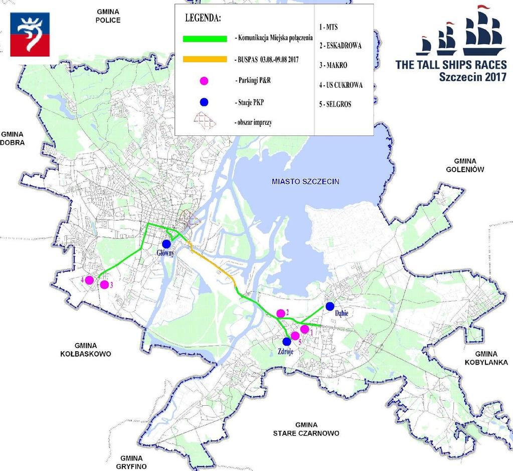 4. Komunikacja miejska W związku z regatami The Tall Ship Races przewiduje się następujące zmiany w komunikacji miejskiej. Od 31 lipca: Linia tramwajowa nr 6 kursowanie linii zostaje zawieszone.