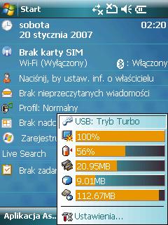 Ikona stanu ASUS Ikona stanu ASUS umożliwia łatwe sprawdzenie i wyświetlenie bieżącego stanu następujących komponentów urządzenia: USB, Jasność LCD, stan naładowania baterii, pamięć, karta MicroSD i
