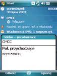 Odbieranie połączenia Podczas odbierania połączenia wyświetlany jest komunikat udostępniający udostępniając opcję odebrania lub zignorowania nadchodzącego połączenia.