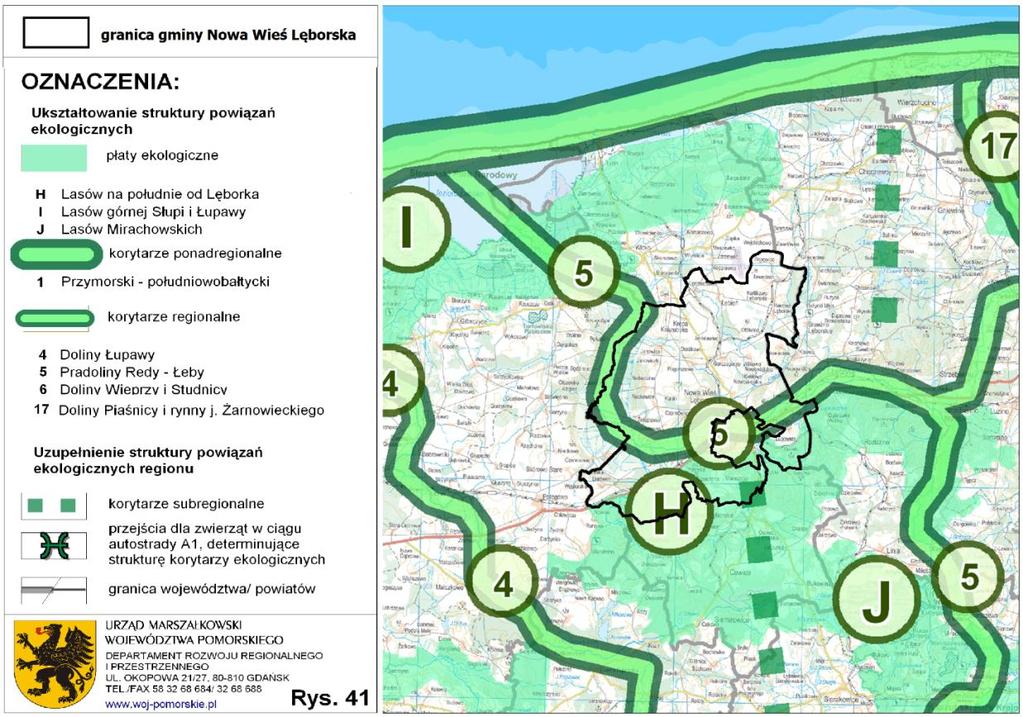ustaleń zawartych w planach ochrony rezerwatów przyrody. Nie zawiera również granicy otuliny Rezerwatu przyrody "Łebskie Bagno".