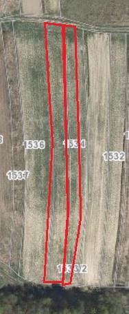 Działka nr 1527/2 posiada regularny kształt, około 10,5m. Teren działek nachylony.