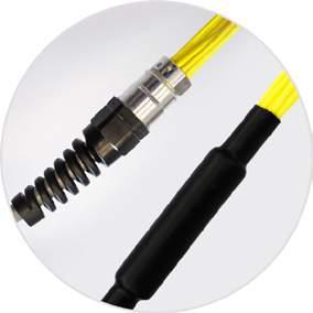TPCF multipatchcordy Rozszycia hybrydowe Wielowłóknowy kabel prekonektoryzowany TPCF z rozszyciem typu PTF po stronie A i rozszyciem typu TCF po stronie B.