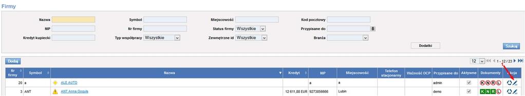 Rys. 367 Wejście do Firmy Rys. 368 Edycja danych Firmy Następnie w polu Język wydruku (Rys. 369, poz.