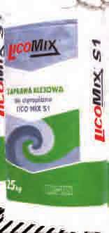KLEJE EMENTOWE Lico Mix S1 - Klej do styropianu Lico Mix S1 to zaprawa klejowa do mocowania p³yt izolacyjnych ze styropianu stosowana w metodzie lekkiej mokrej.