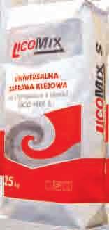 Zaprawa Lico Mix S1 sk³ada siê z selekcjonowanych wype³niaczy mineralnych, spoiw hydraulicznych, polimerowych oraz innych substancji modyfikuj¹cych, nadaj¹cych jej odpowiednie parametry u ytkowe i