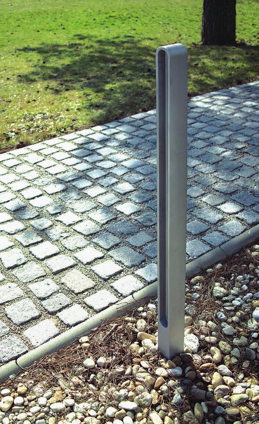 mielon Delikatnie ukształtowane aluminium tym razem wykorzystano do stworzenia słupka. Smukłość oraz delikatne zakończenia nawiązują do linii ławek miela.