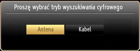 Instalacja TV kablowej Jeśli wybierzesz opcję TV KABLOWA i naciśniesz OK na pilocie w celu kontynuacji, na ekranie wyświetli się następująca informacja: Jeśli wybrany jest tryb główny, tryb sklepu