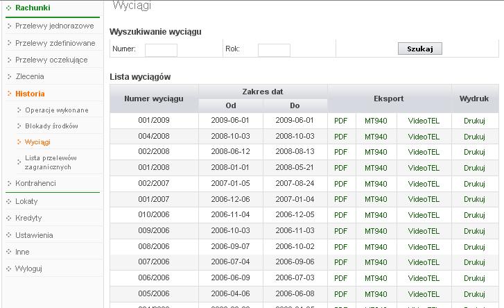 Blokada środków Menu Blokady środków jest dostępne w wyniku wyboru dowolnego rachunku z menu Lista rachunków Historia, o ile takie blokady zostały założone na wyświetlonym rachunku.