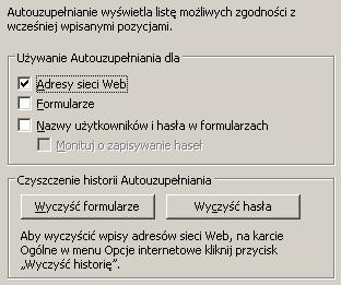 Możesz też wyczyścić już zapisane hasła przyciskiem [Wyczyść hasła]; Wchodząc w opcję: [Start/Ustawienia/Pan el