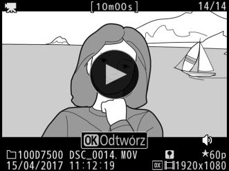 Czynność Przeskakiwanie o 10 s Przeskakiwanie do przodu/do tyłu Regulacja głośności Przycinanie filmu Zakończenie Powrót do trybu fotografowania Opis Obróć głównym pokrętłem sterującym o jeden krok,