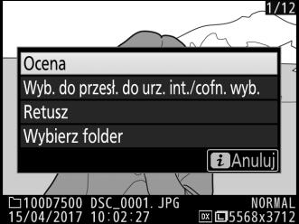 Ocenianie zdjęć Oceniaj zdjęcia lub oznaczaj je jako przeznaczone do późniejszego usunięcia. Oceny można również wyświetlać w programach ViewNX-i i Capture NX-D. Chronionych zdjęć nie można oceniać.
