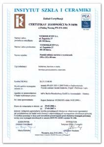Wytrzyma oêç na Êciskanie Badania* Wymagania normowe Wymagania normowe ClaroGlass wg PN-EN 1051-1 wg DIN 18175-197705 (MPa) (MPa) (MPa) wytrzyma oêç minimalna 10,13 6,00 6,00 wytrzyma oêç Êrednia