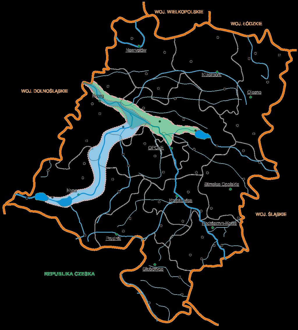 Koźle Chrościna Nyska Zdzieszowice Zawadzkie Małujowice Brzezie Wołczyn Krapkowice Namysłów Opole Prudnik Głubczyce Brzeg duże ryzyko, zwiększ.
