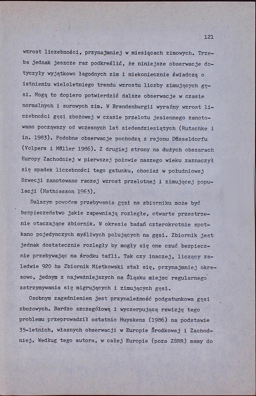 121 wzrost liczebności, przynajmniej w miesiącach zimowych.