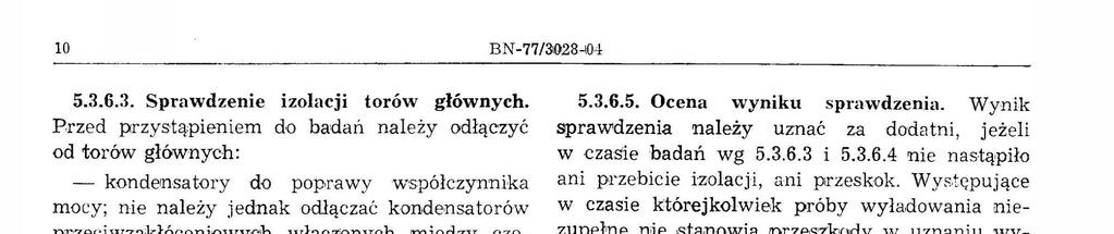 O BN-77/3028-<04 5.3.6.:~. Sprawdzene zoacj torów głównych.
