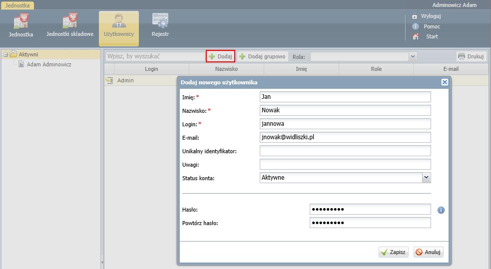 Jak rozpocząć pracę na Platformie VULCAN? wdrożenie w pojedynczej jednostce 6/9 3. Kliknij przycisk Dalej i wprowadź dane adresowe i kontaktowe składowej. 4. Kliknij przycisk Zapisz.