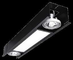 являющихся комбинацией двух типов источника света: линейных люминесцентных ламп Т5 и металогалогенных ламп QR-111 L W H D1 D2 L W 010263.10011.5X.