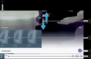 Ekran główny aplikacji Muzyka 1 Stuknij pozycję w lewym górnym rogu, aby otworzyć menu aplikacji Muzyka 2 Przewijanie ekranu w górę lub w dół w celu przeglądania zawartości 3 Odtwarzanie utworu w
