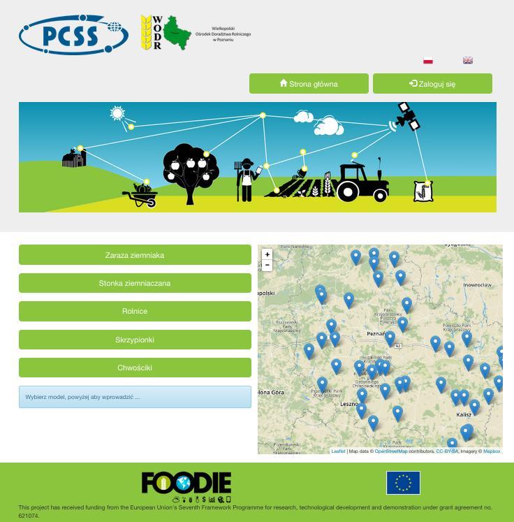 Systemy wspomagania decyzji Prototypowa usługa projektu Foodie Modele chorobowe dla pszenicy, jęczmienia, buraków cukrowych ziemniaków Dane