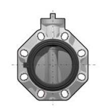 Przepustnica Używana do dławienia i zamykania przepływu Wymiary: od DN 40 do DN 200 mm, wg DIN 3202 K2 i ISO 5752 średnie serie 25, DN 250-300 mm, seria DIN 3202 K3 oraz ISO 5752 długie serie 16