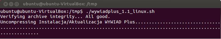 Okno zostanie zamknięte automatycznie, chyba że proces aktualizacji bazy danych nie powiedzie się. Pierwszym etapem procesu jest skopiowanie bazy danych do pliku [WYWIAD_PLUS]\db\backup\pomost.