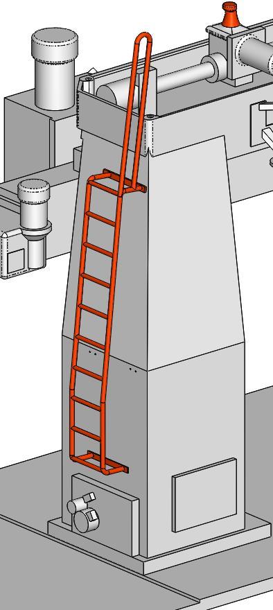 5. Modernizacja Modernizacji podlega konstrukcja frezarki FLIP-1000, w której aby umożliwid montaż podestu należy zdemontowad istniejącą drabinę oraz elementy wskazane na rysunku nr. 2.