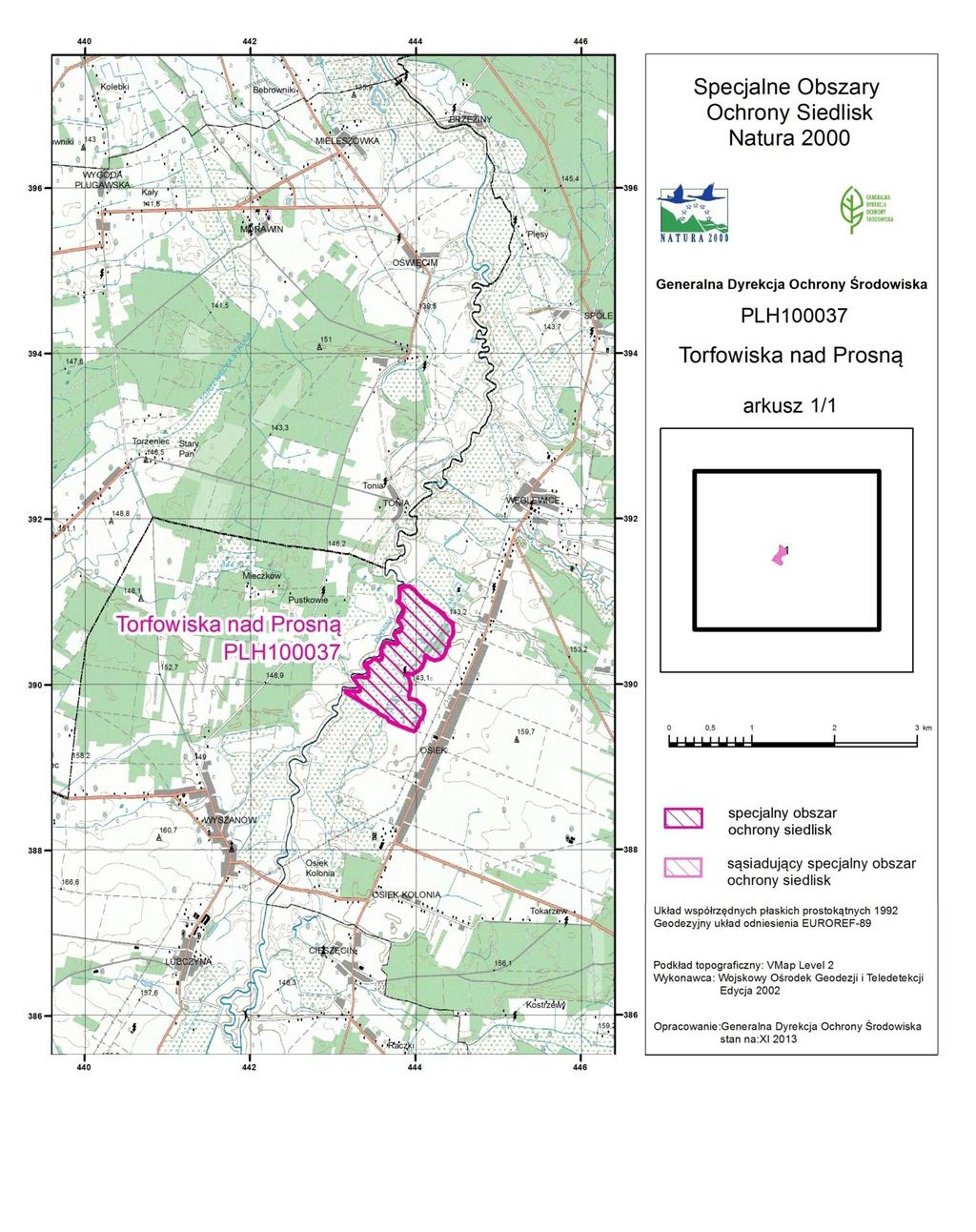 Mapa obszaru Natura 2000 Załącznik nr 2 do zarządzenia Regionalnego Dyrektora Ochrony Środowiska w