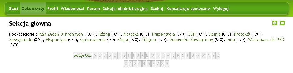Przeglądanie dokumentów opcja Dokumenty w menu głównym PIK przeglądanie opcja