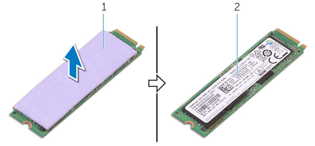 2 Unieś i zsuń zestaw dysku SSD z płyty systemowej.