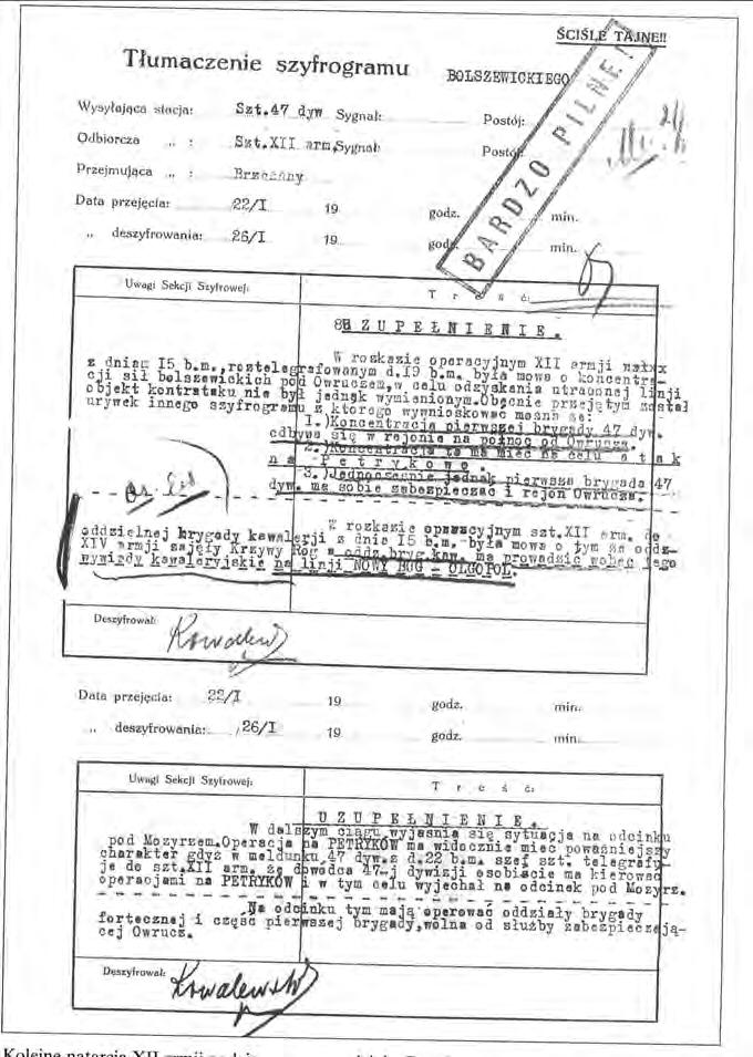 > Od złamania Enigmy do współczesnej kryptologii < 7 > Rysunek 3. Tłumaczenie odszyfrowanego meldunku Bez matematyki Marian Rejewski nie byłby w stanie zanalizować łańcuchów.