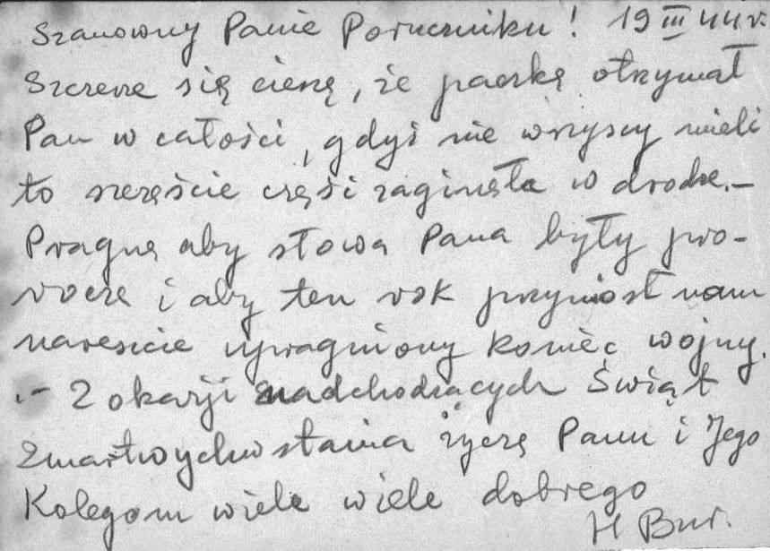 110 ELŻBIETA GÓRA 3. Brudnopis odpowiedzi H. Burówny na jeniecką kartę pocztową Źródło: CMJW, Muzealia, nr inw.