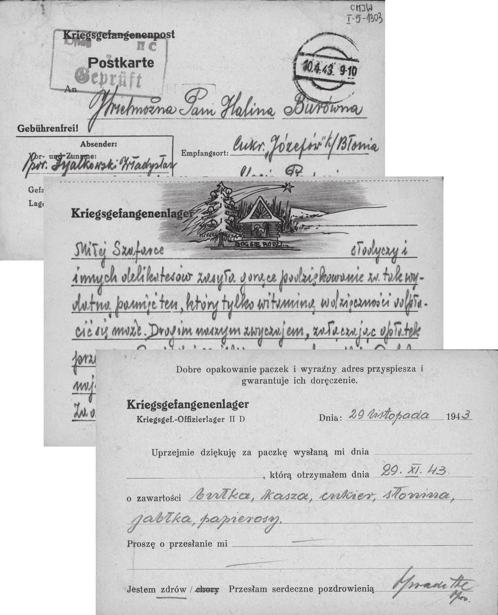ZBIÓR KORESPONDENCJI HALINY BURÓWNY 115 5. Korespondencja jeniecka adresowana do H. Burówny Źródło: CMJW, Muzealia, nr inw. I-5-1303, I-5-1261, I-5-1366 tarny.
