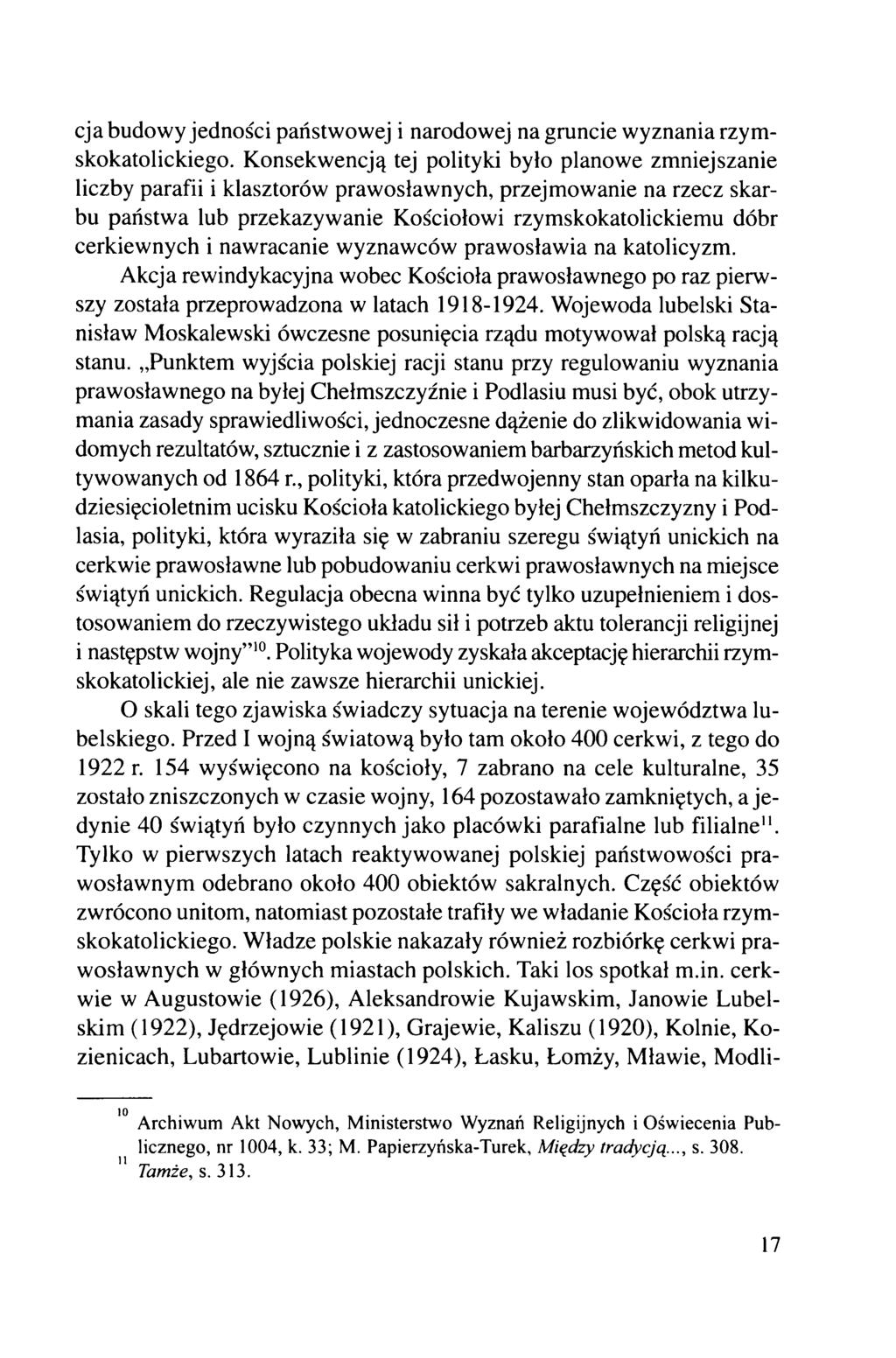 cj a budowy jedności państwowej i narodowej na gruncie wyznania rzymskokatolickiego.