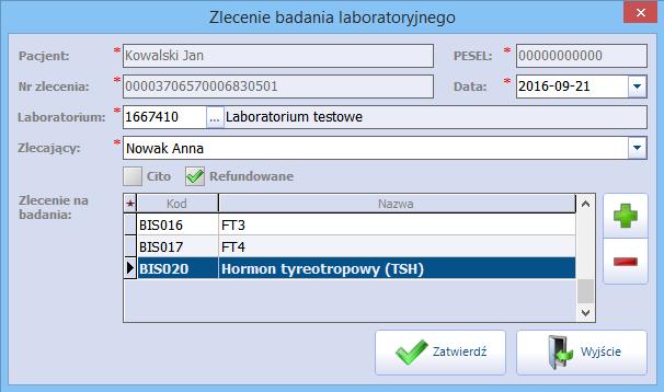 2 Ręczne dodanie zlecenia Z poziomu formatki Punktu pobrań istnieje możliwość dodania zlecenia, z pominięciem ścieżki związanej z wystawieniem skierowania.