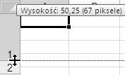 Rysunek 5.1. Zmiana szerokości kolumny przez przeciąganie Rysunek 5.2. Kolumna A o zmienionej szerokości Jeżeli po wprowadzeniu zmiany arkusz nie wygląda lepiej, można anulować tę zmianę.