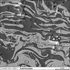 Maps f elements distributin in a fragment f ilmenite III-APS cating: cating fragment analyzed, silicn in analyzed fragment, c) titanium, d), e) irn, f)