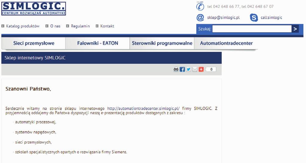 XVI. AUTOMATION TRADE CENTER E-SKLEPY W zakresie sprzedaży i promocji internetowej produktów automatyki, proponuje swoim klientom zbiór e-sklepów internetowych znajdujący się pod wspólnym adresem: