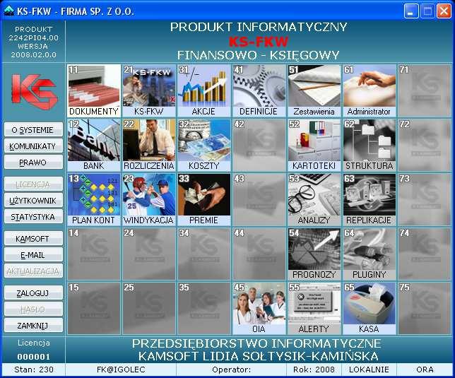 na miejscu sieciowym (domyślnie S:\KS\KS-FKW) z którego mogą się automatycznie aktualizować pliki programu na lokalnych komputerach 1.