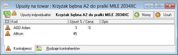 Podręcznik użytkownika Sage Symfonia Start Faktura 53 Rys. 32 Okno definiowania indywidualnych upustów lub cen.