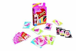 GA UNO Barbie Mattel Karty do gry w UNO w wersji z Barbie łączą ulubioną klasyczną rodzinną grę w karty z grafiką i ilustracjami w stylu Barbie.