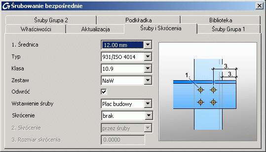 Połączenia 5: Nowe połączenie Śruby na linii podziału