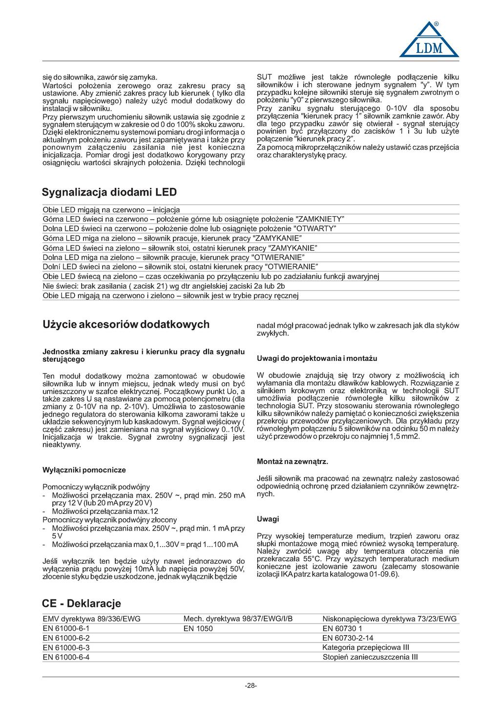 /LDM\ siędosiłownika, zawór się zamyka. Wartości położenia zerowego oraz zakresu pracy są ustawione.