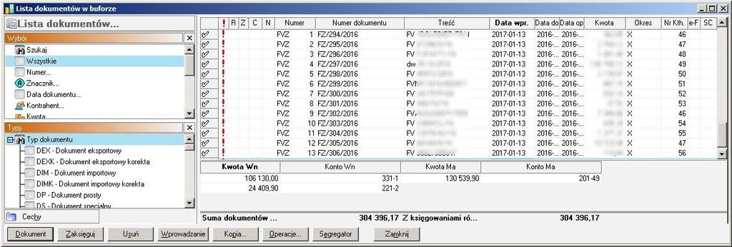 Lista dokumentów w buforze Po prawid owym wczytaniu, dane b widoczne w buforze.