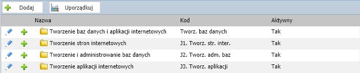 Kojarzenie jednostek modułowych z modułem Na liście przedmiotów odszukać moduł i kliknąć przycisk przedmiotowe (modułowe).