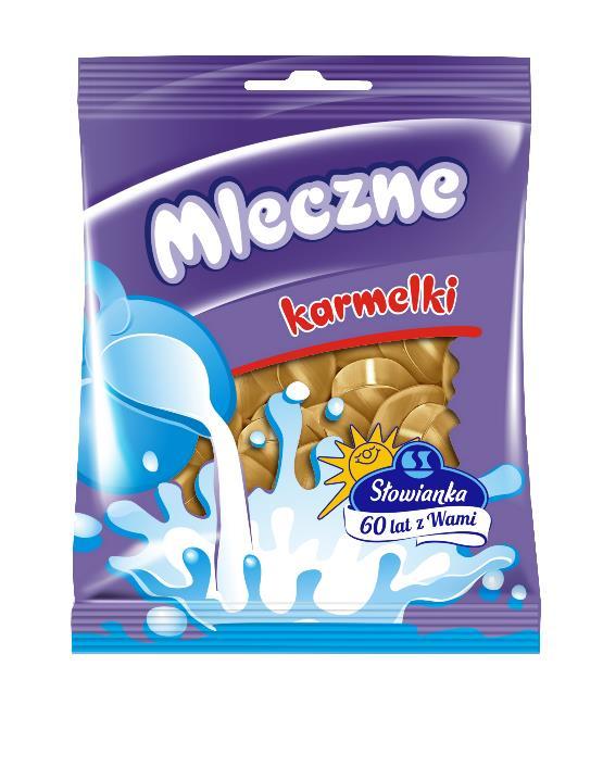 Karmel twardy Karmelki twarde. Smaki: owocowe, mleczne, miętowe, lodowe.