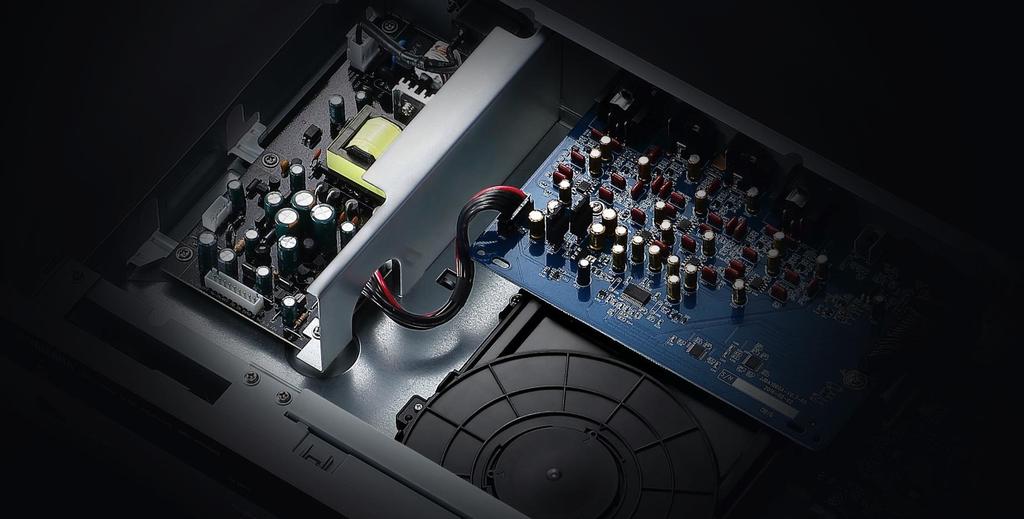 Wysoka jakość dźwięku Wysokiej klasy czyste zasilanie, erfekcyjnie dopracowana konstrukcja p BD-A1060 ma niezależne zasilanie i obwody audio, z magnetycznym ekranowaniem pomiędzy nimi.