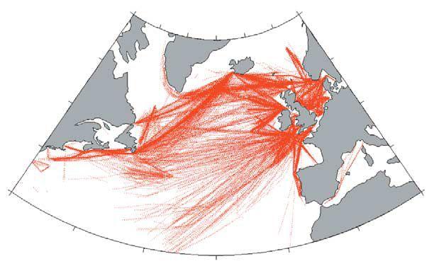 spatial scales by using ships of
