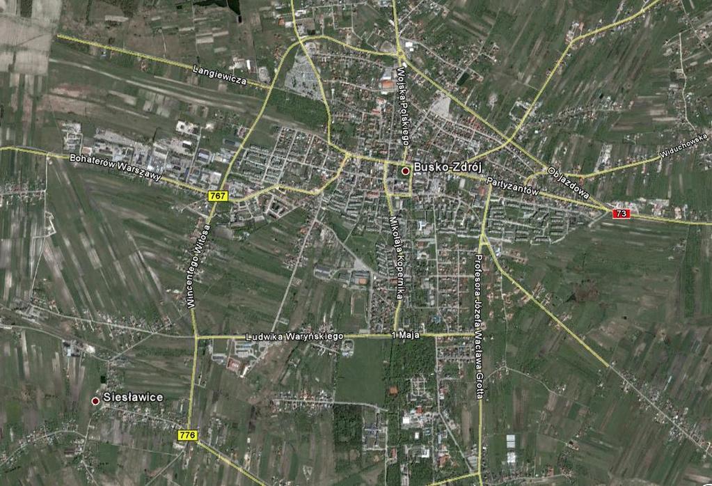 Rysunek B-2. Lokalizacja stacji pomiarowej w miejscowości Busko-Zdrój przy ul. Rokosza 23 Stacja przy ul.