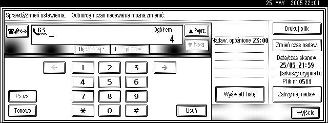 Zmienianie ustawieñ dla plików w pamiêci D Nacisnàæ przycisk [Dodaj]. Naciãniêcie przycisku przeâàcza listê odbiorców miêdzy numerem faksu, adresem e-mail oraz odbiorcà IP-Fax.